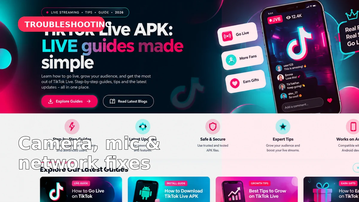 TikTok LIVE Android Troubleshooting: Camera, Mic, Network & Crashes